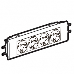Розетка Legrand Mosaic DLP 4х2К+З белая с рамкой и суппортом
